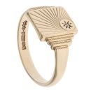 9ct Yellow Gold 0.01ct Diamond Patterned Signet Ring