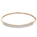 9ct Yellow Gold Cubic Zirconia Two Row Bangle