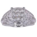 18ct White Gold 2.00ct Princess And Brilliant Cut Diamond Cluster Ring