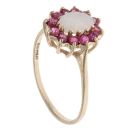 9ct Yellow Gold Opal and Ruby Cluster Ring