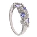 9ct White Gold 0.10ct Diamond And Tanzanite Zig-Zag Ring