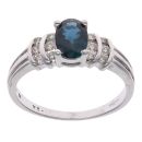 9ct White Gold 0.24ct Diamond and Sapphire Cluster Ring