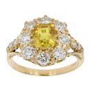 18ct Yellow Gold Diamond And Yellow Sapphire Cluster Ring