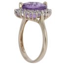 9ct Yellow Gold 0.10ct Diamond and Amethyst Cluster Ring