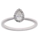 9ct White Gold 0.50ct Pear And Brilliant Cut Diamond Cluster Ring