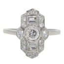 Platinum 0.80cts Diamond Marquise Deco Inspired Ring