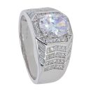 Silver Cubic Zirconia Solitaire Signet Ring by Icesia