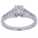 18ct White Gold 0.70ct Brilliant And Baguette Cut Diamond Solitaire Ring