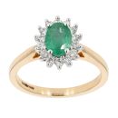 18ct Yellow Gold Emerald and Diamond Cluster Ring