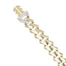 14ct Yellow Gold Monaco Edge Pave Lock Curb Bracelet 7.5"
