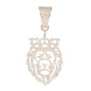 9ct Yellow Gold Cubic Zirconia Lion With Crown Pendant