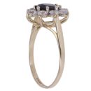 9ct Yellow Gold Sapphire and Cubic Zirconia Cluster Ring