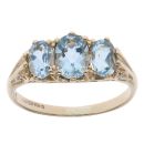 9ct Yellow Gold Aquamarine Three Stone Ring