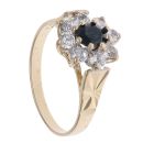 9ct Yellow Gold Sapphire and Cubic Zirconia Cluster Ring
