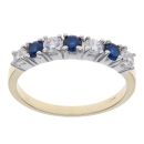 9ct Yellow Gold Blue Gemstone and Cubic Zirconia Eternity Ring