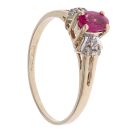 9ct Yellow Gold 0.05ct Diamond and Ruby Single Stone Ring