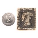 1990 170th Anniversary Black Penny and One Crown Stamp Isle of Man Set