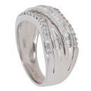 14ct White Gold 0.50ct Brilliant and Baguette Cut Diamond Crossover Ring