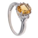 9ct White Gold Cubic Zirconia and Citrine Fancy Ring