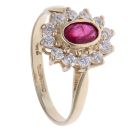 9ct Yellow Gold Cubic Zirconia and Ruby Cluster Ring