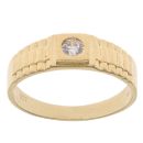 9ct Yellow Gold Cubic Zirconia Watch Strap Signet Ring