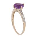 9ct Yellow Gold Amethyst and Cubic Zirconia Single Stone Ring