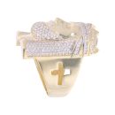 14ct Yellow Gold Cubic Zirconia Jesus Ring