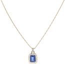 9ct Yellow Gold 0.01ct Diamond and Created Sapphire Pendant and Chain 16"