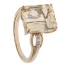 14ct Yellow Gold 0.04ct Brilliant Cut Diamond and Prasiolite Ring