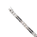 14ct White Gold 1.00ct Brilliant Cut Diamond and Onyx Watch Style Bracelet 7"