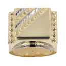 14ct Yellow And White Gold Patterned Signet Ring