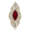 14ct Yellow Gold Cubic Zirconia and Red Gemstone Ring
