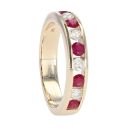 9ct Yellow Gold Diamond And Ruby Half Eternity Ring by Anya Belle
