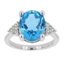 9ct White Gold 0.11ct Diamond And Topaz Ring
