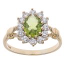 9ct Yellow Gold Peridot and Cubic Zirconia Cluster Ring