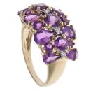9ct Yellow Gold 0.04ct Diamond And Amethyst Cluster Ring