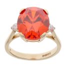 9ct Yellow Gold Orange Gemstone And Cubic Zirconia Ring
