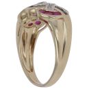 9ct Yellow Gold 0.10ct Diamond Emerald Ruby and Sapphire Ring
