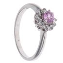 14ct White Gold 0.10ct Diamond and Pink Sapphire Cluster Ring