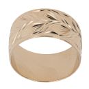 9ct Yellow Gold Patterned Leaf Wedding Band 9.6mm