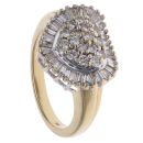 18ct Yellow Gold 1.00ct Brilliant and Baguette Cut Diamond Heart Cluster Ring