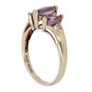9ct Yellow Gold 0.05ct Brilliant and Marquise Cut Diamond and Amethyst Trilogy Ring