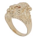 9ct Yellow Gold Garnet Eyes Lion Ring