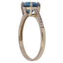 9ct Yellow Gold Cubic Zirconia and Blue Topaz Single Stone Ring