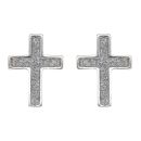 Silver Moon Dust Cross Stud Earrings