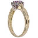 18ct Yellow Gold 0.06ct Diamond and Pink Sapphire Cluster Ring