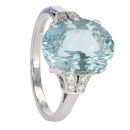 Platinum Diamond And Aquamarine Ring
