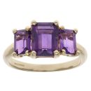 9ct Yellow Gold Amethyst Three Stone Ring