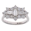 18ct White Gold 1.28ct Brilliant and Baguette Cut Diamond Cluster Ring