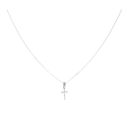 Silver Cubic Zirconia Cross Pendant And Chain 18" By Icesia